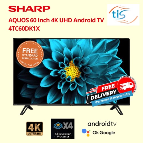 SHP4TC60DK1X Sharp 60 Inch AQUOS 4K UHD Android TV Shopee Malaysia