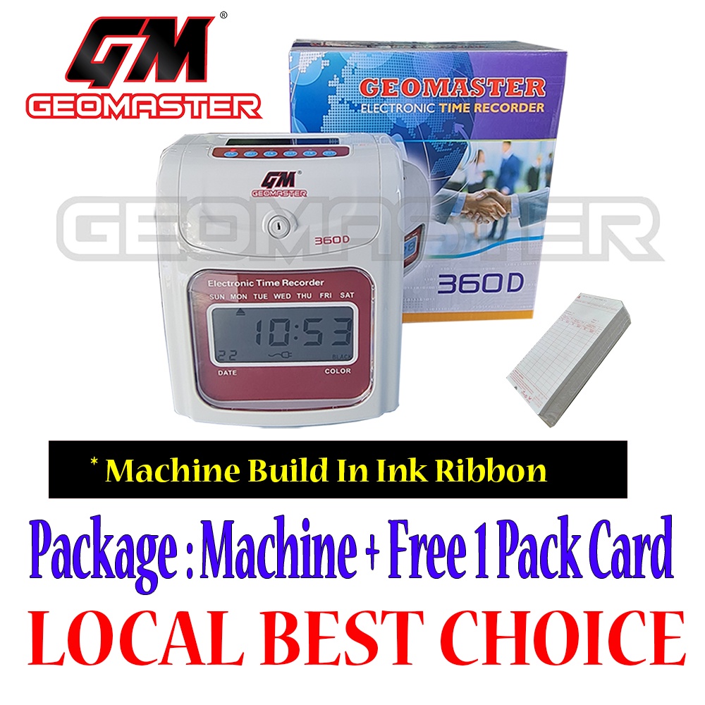 GEOMASTER Time Recorder Machine / Punch Card Machine Machine & Card