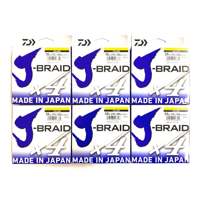 Daiwa J Braid X4 Braided Fishing Line 15lb 270m Yellow