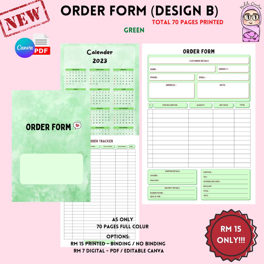[FREE GIFT] ORDER FORM DESIGN B PRINTED TEMPLATE FOR SMALL BUSINESS ...