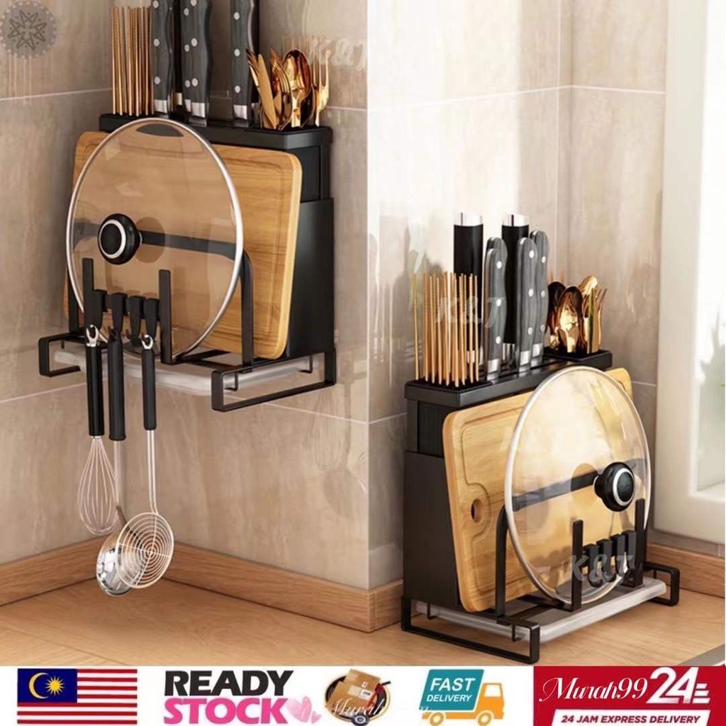 Murah Rak Pisau Kitchen Rack Stainless Steel Rack Knife Holder Scissors ...