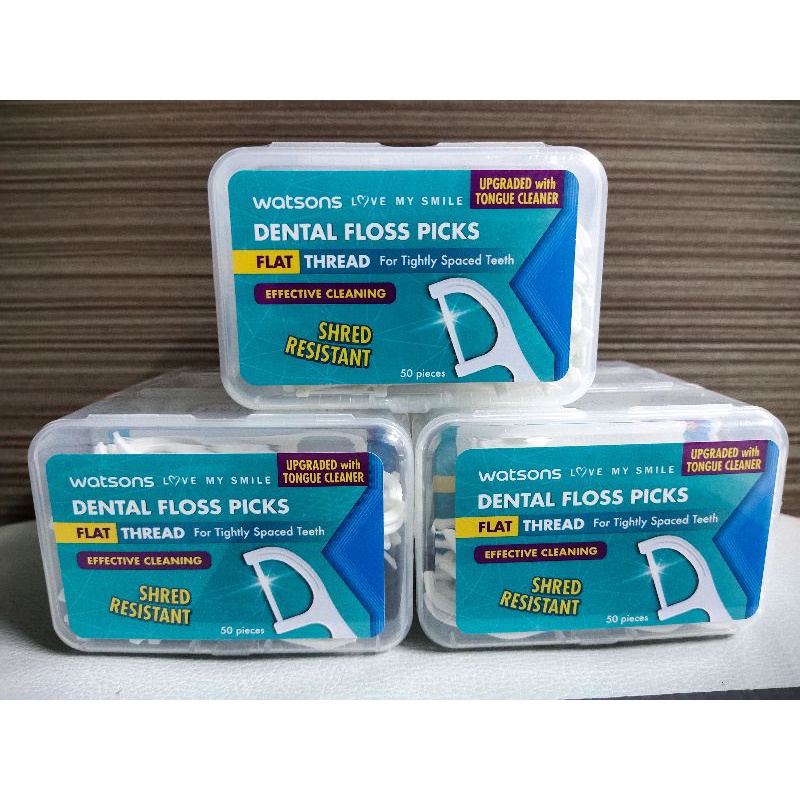 Watsons Flat/Round Thread Dental Floss Picks, 50s x 3 boxes Shopee