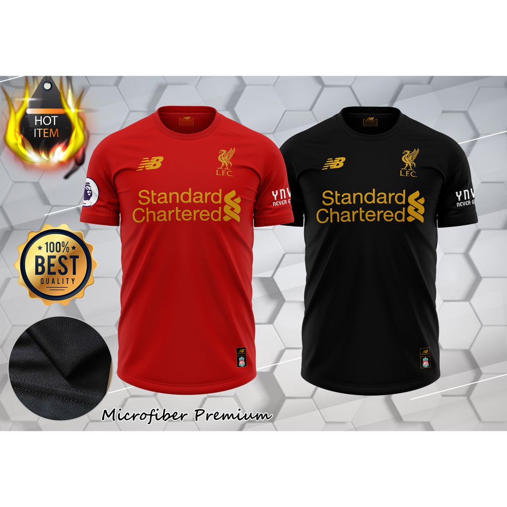 Microfiber Quality Baju Jersey New Balance Team Liverpool FC EPL Gold EditionTshirt Graphic Tee Shopee Malaysia