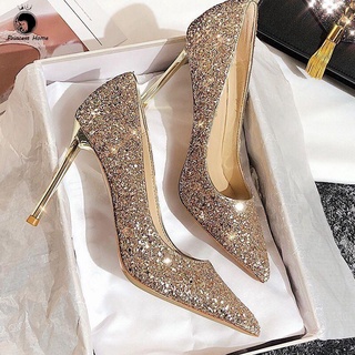 Women Luxurious Bling Bling Silver Crystal Wedding Shoes Stiletto