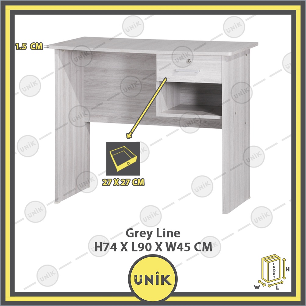 [UNIK] Suria Office Study Table Desk with Lockable Drawer | Meja Office ...