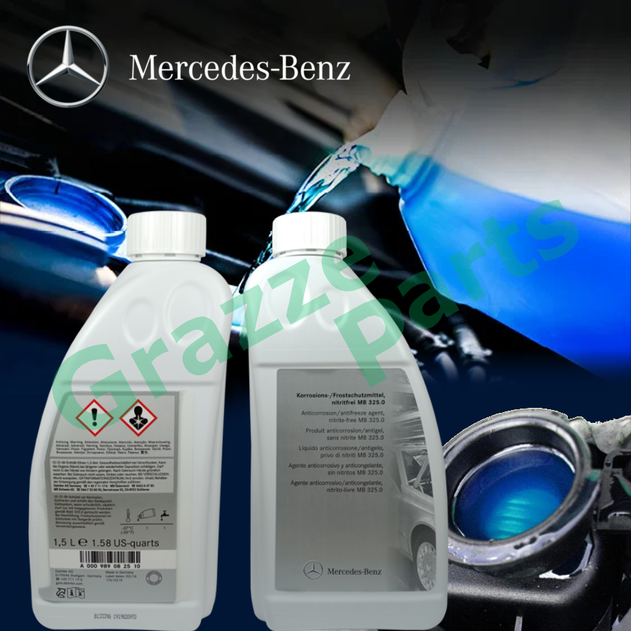 1.5L) 100% Original Genuine Mercedes Benz Blue Radiator Coolant 325.0  Anti-Corrosion / Anti-Freeze Agents (A0009890825)
