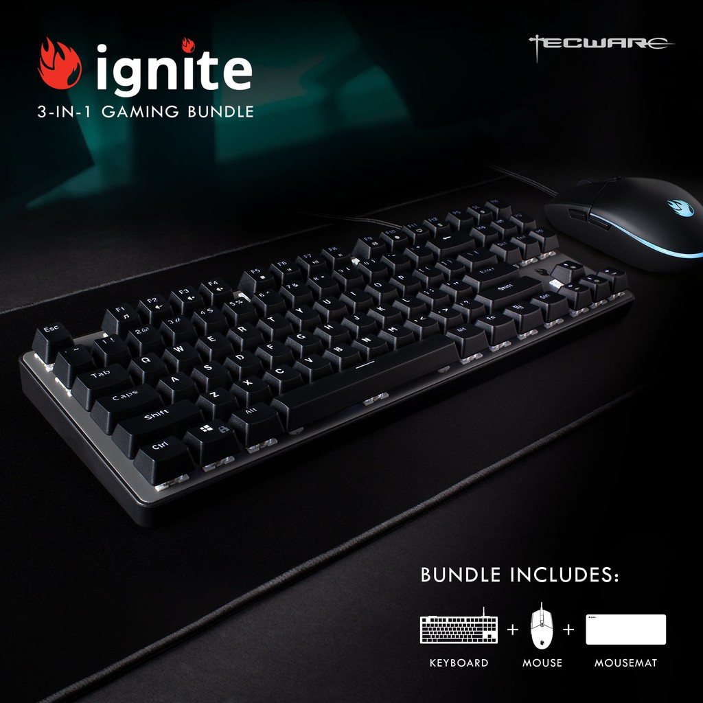 Tecware IGNITE Gaming 3 in 1 Bundle Wired Keyboard Single Color LED