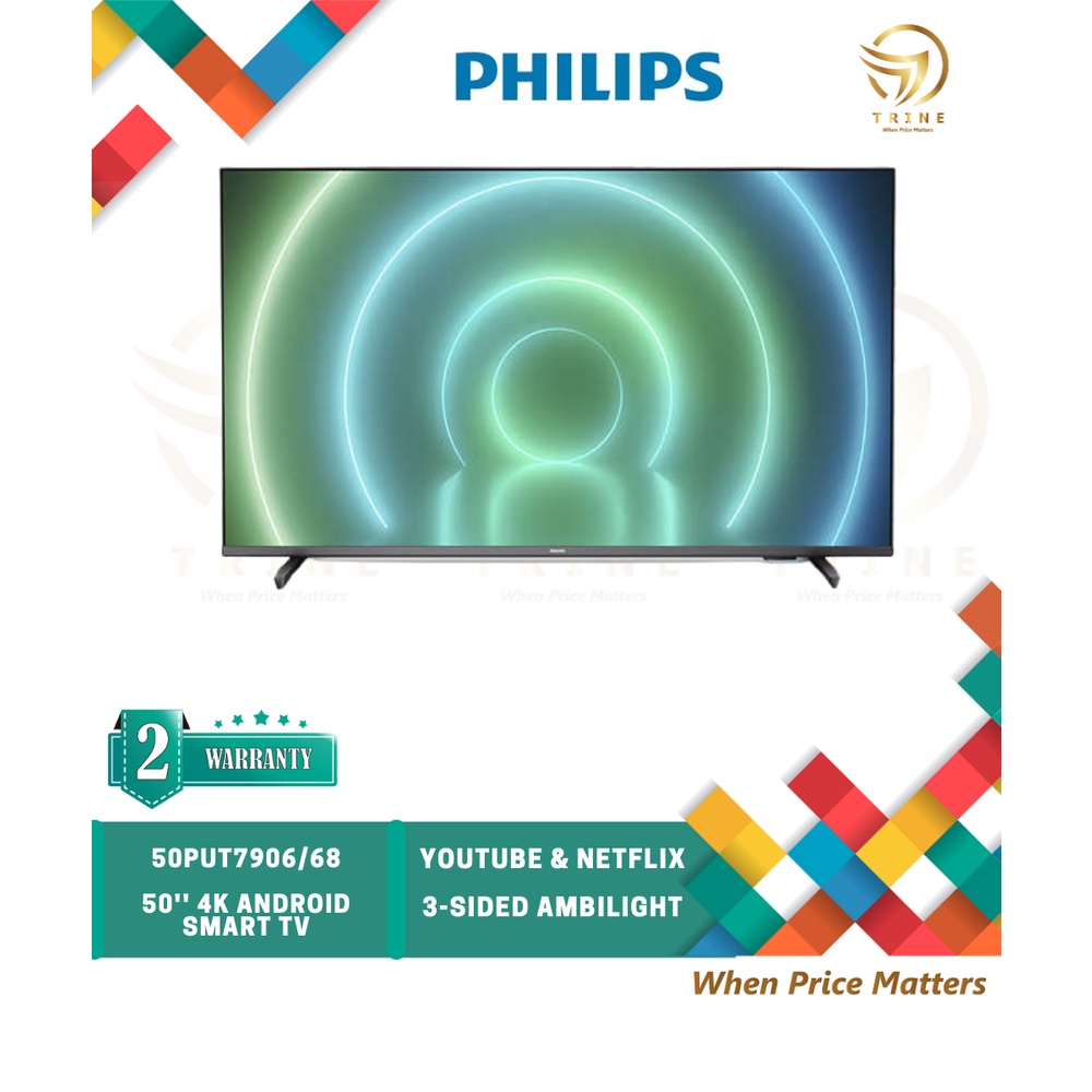 Ambilight TV ] Philips 50PUT7906/68 50 Inch 4K UHD Android TV LED TV   NETFLIX Dolby Vision Dolby Atmos Smart TV