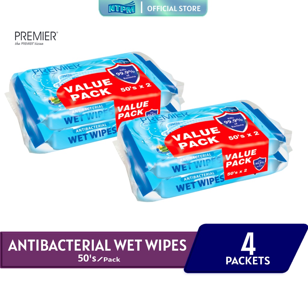 Premier Antibacterial Wet Wipes (50's x 4 Packets ) Shopee Malaysia