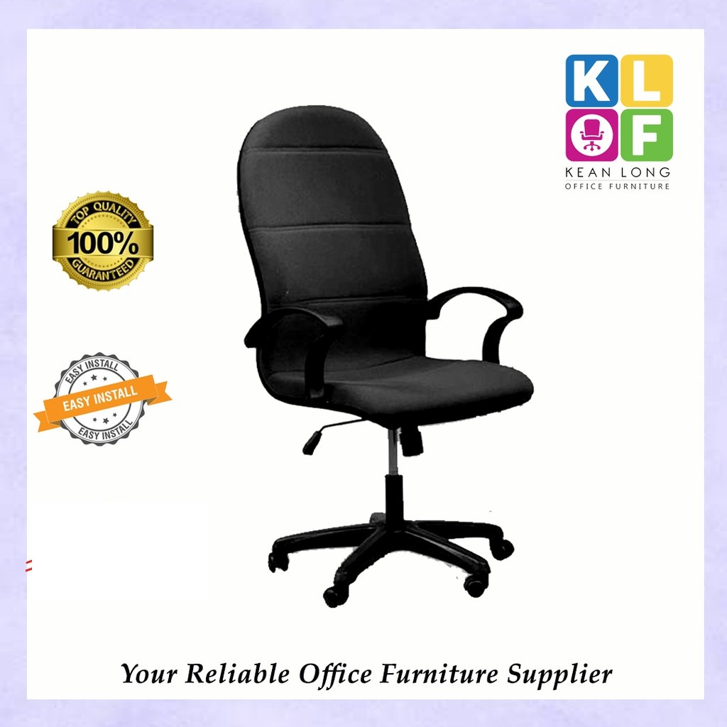 KLOF High Back Office Chair Kerusi Pejabat Fabric Chair Kerusi
