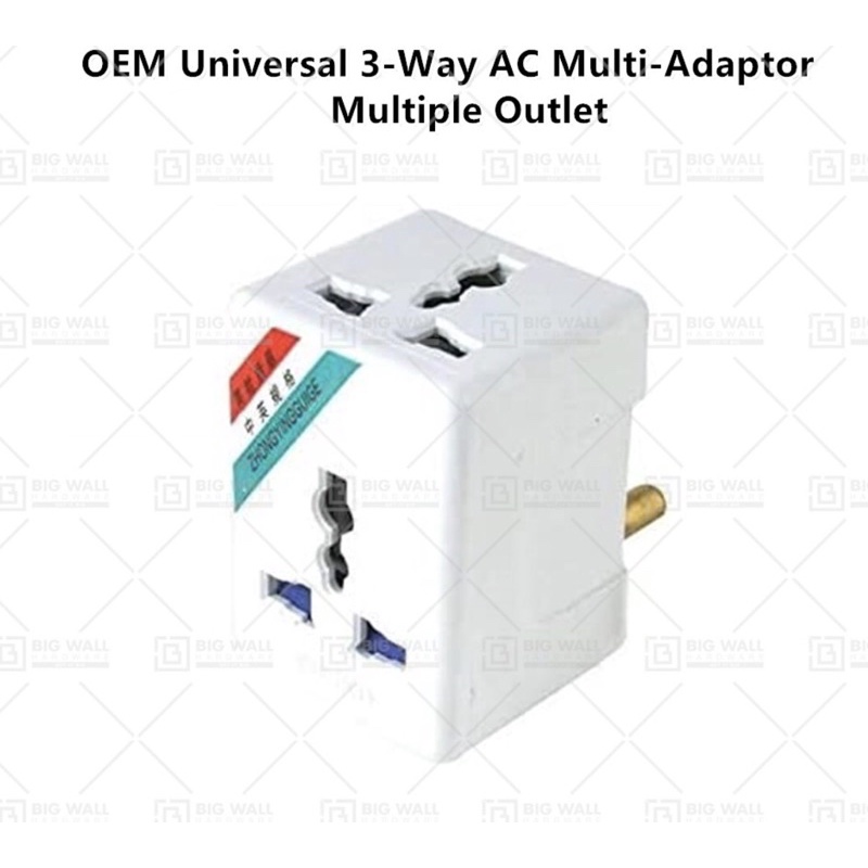 OEM Multiple Outlet Universal 3-Way AC Multi-Adaptor Wall Plug | Shopee ...