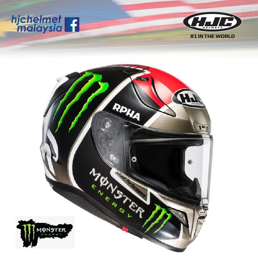 FULL FACE HJC RPHA 11 Helmet - Jonas Folger [with Monster Energy logo ...