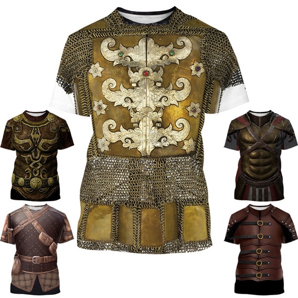 Hero Armor 3D Printing Men's Cool T-shirt Medieval Warrior Armor ...