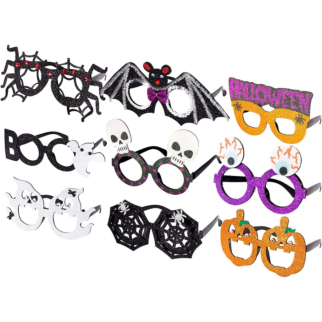 Halloween Glasses Spectacles Party Funny Glitter Pumpkin Spider Web 