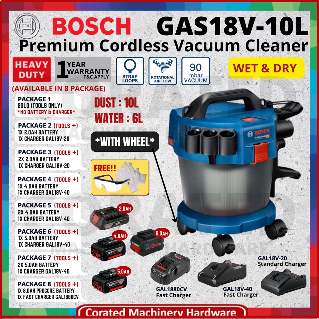 [CORATED] Bosch GAS18V10L Premium Solo 18V Cordless Dust Extractor Wet