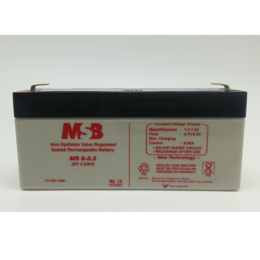 MSB 6V 3.2AH Rechargeable Sealed Lead Battery (MS6-3.2) | Shopee Malaysia