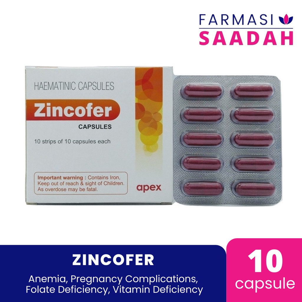 ZINCOFER HEMATINIC CAPSULES 10'S (1 STRIP) IRON CAPSULES UBAT ZAT BESI ...