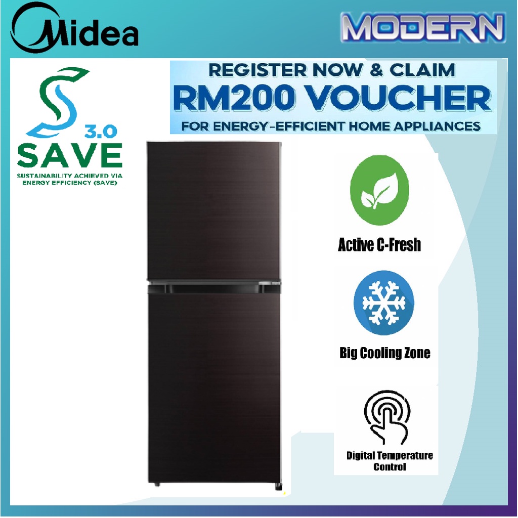 Midea Refrigerator (200L) Inverter Quattro 2-Door Fridge MDRT268MTB28 ...