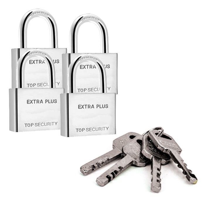 Lock 3Pcs Keyed Alike Padlock, 70mm Wide Iron Padlock With
