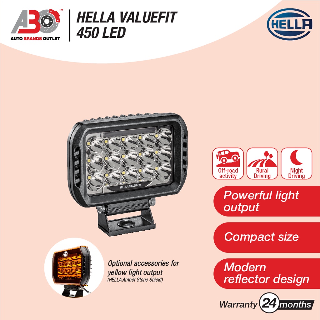 HELLA VALUEFIT 450 LED, multi-voltage 12/24 V, 75W ECE Approved