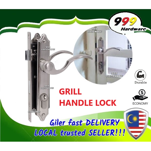 999 Main Door Lock 7025 7011 Gate Pagar Lock Kunci Pintu Tangan Handle Besi Hollow Grill 7622