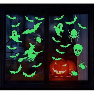 Glow In The Dark Halloween Stickers Bats & Spiders