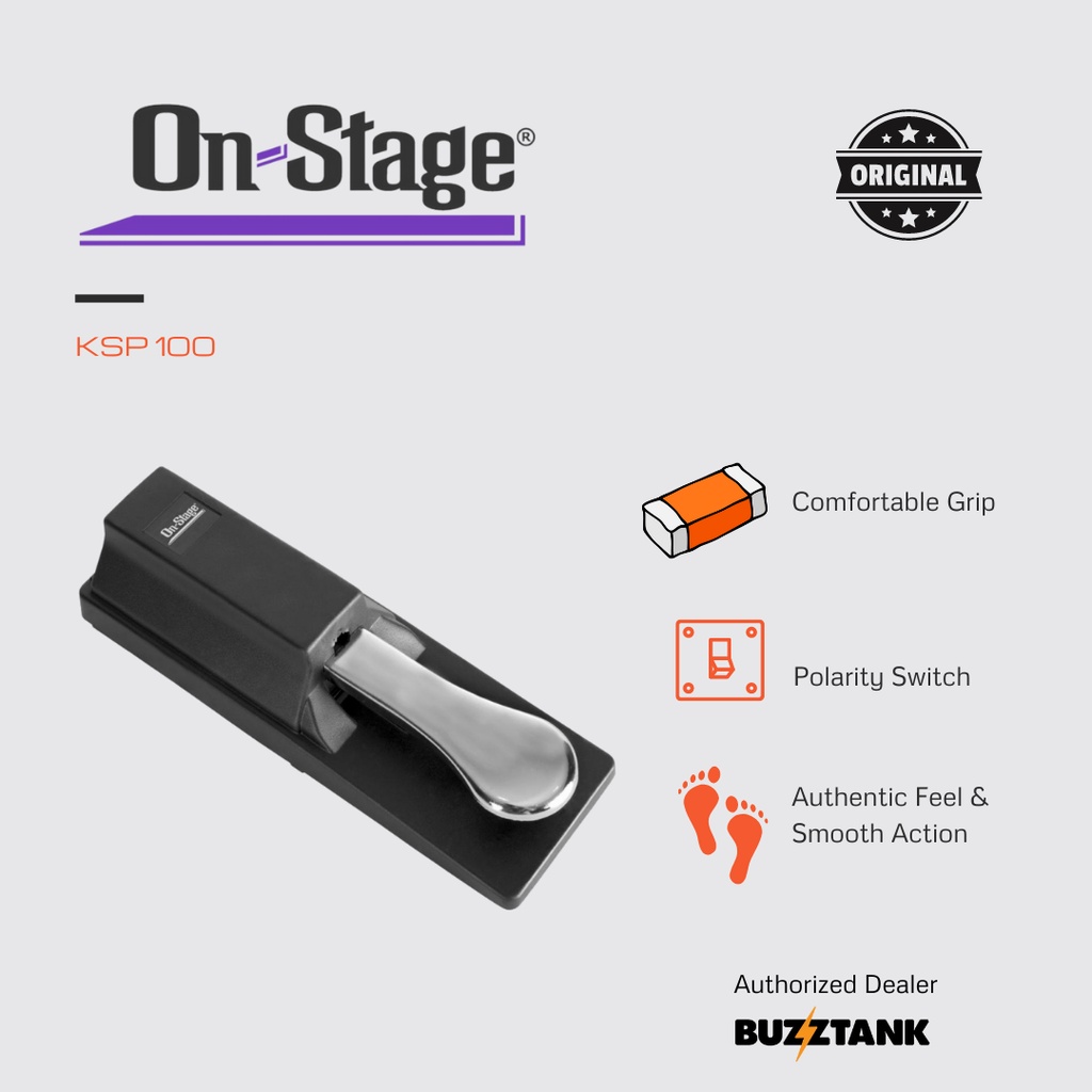 On-Stage KSP100 Universal Sustain Keyboard Pedal, Black