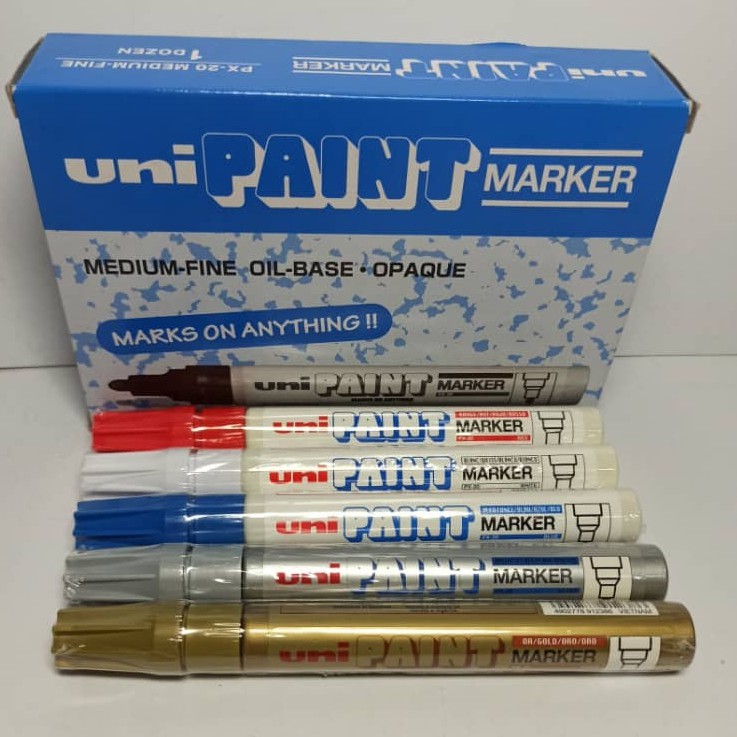 Uni-paint PX-20 Oil-based Paint Marker, Medium Point, Black Ink, 3-count 