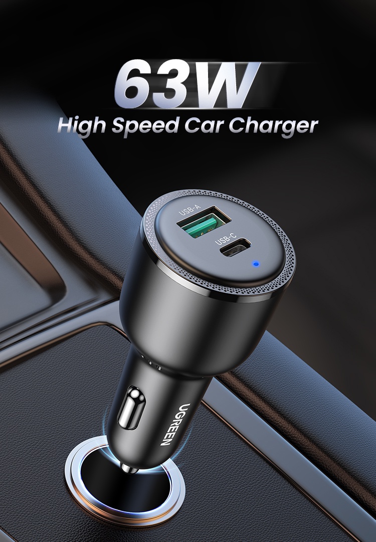 Ugreen 63W Dual Ports Fast Charging 18W 36W PD QC Car Charger for ...