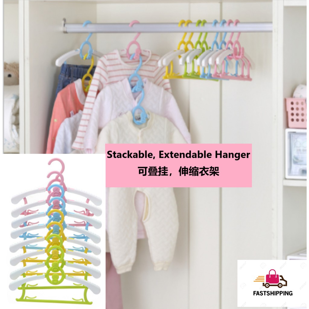 Ready Stock Baby Hanger clothes Hanging Telescopic Rack Stackable ...
