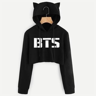 BTS』Cropped Hoodies Women Long Sleeve Kpop Hooded Pullover Crop Tops Casual  Streetwear/Autumn and Winter Clothing Brushed Hoody Long Sleeve Hooded |  Shopee Malaysia