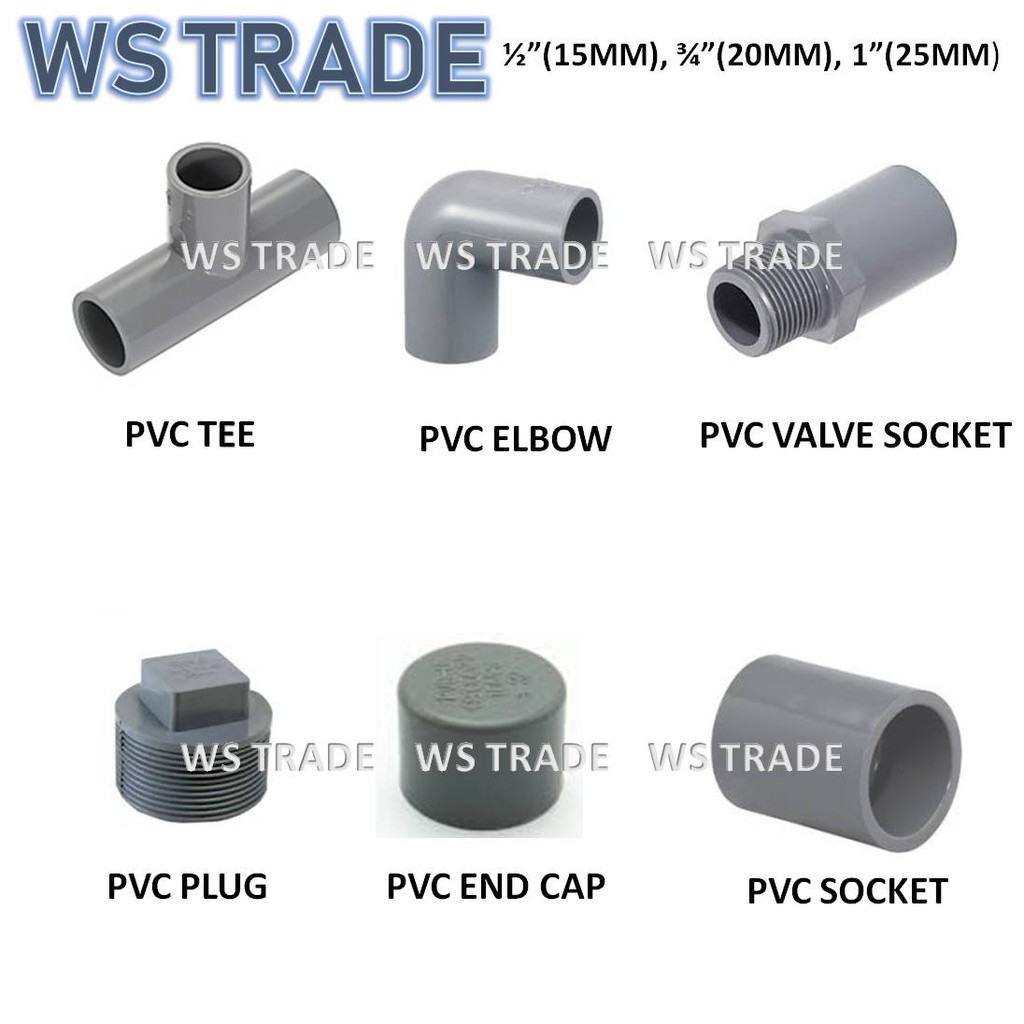 PVC Pipe Fittings - Connector-Socket-Tee-Elbow-Plug-End Cap-Tank ...