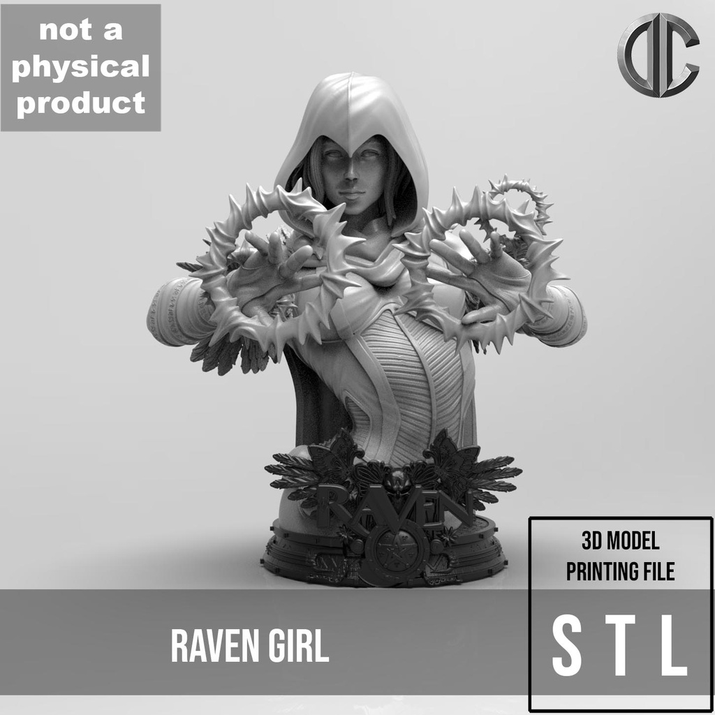 E231 Comic character design bust, The Raven girl design bust, STL 3D