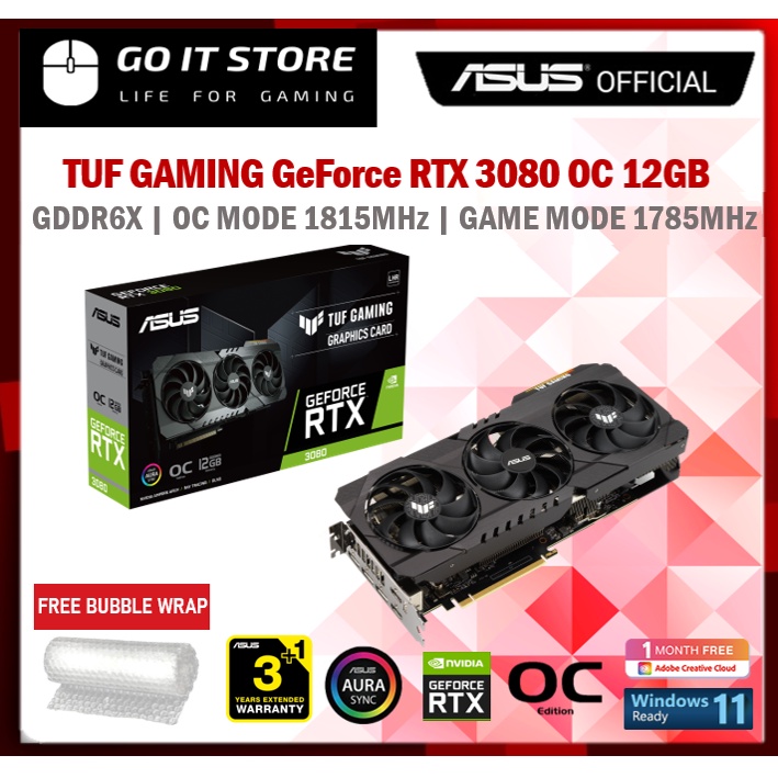 Asus TUF Gaming GeForce RTX 3080 OC Edition 10GB Graphics Card RTX3080 ...