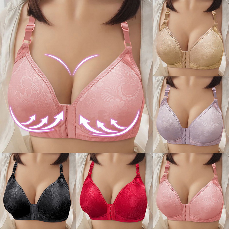 Front Closure Full-Coverage Push Up Bras for Women Solid Sexy