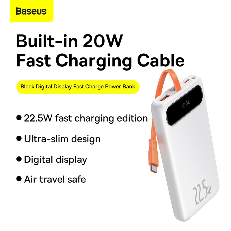 Baseus Block Digital Display Quick Charge Power Bank 10000mAh 22.5W ...