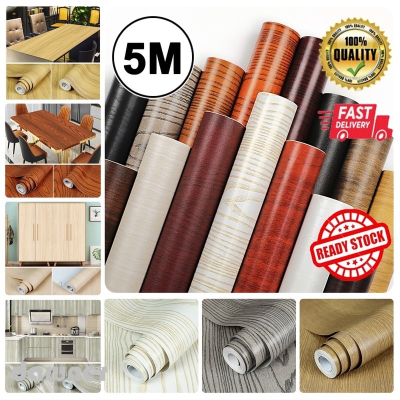 60cm x 5 meter Wood Wallpaper pattern Self adhesive Furniture Wardrobe ...