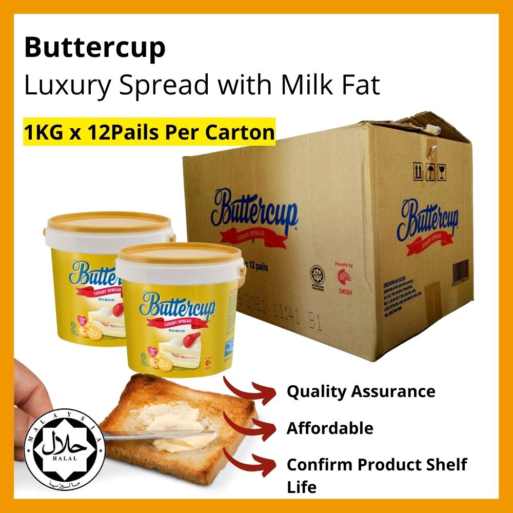 Buttercup Margarine Luxury Spread 1KG x12 Pails (carton) / Marjerin
