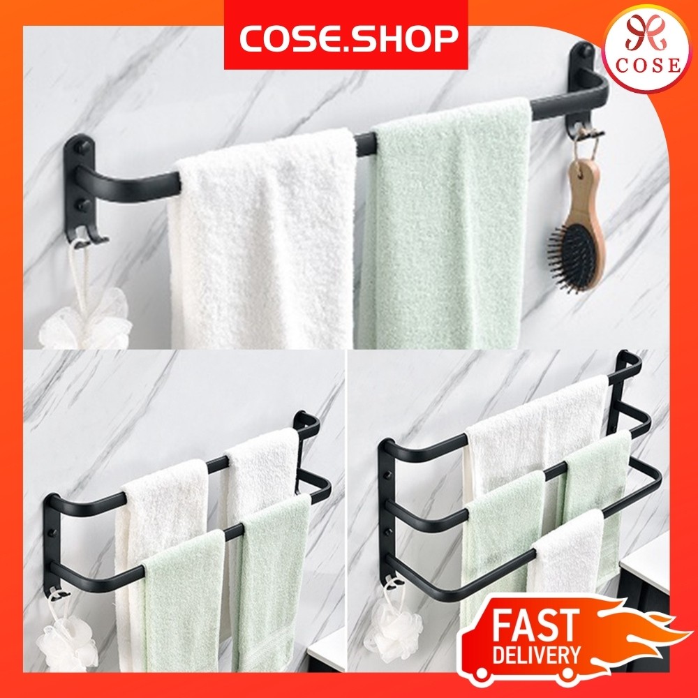 [COSE] Aluminium Towel Hanger Rack Toilet Bathroom Shelf Rack Towel ...