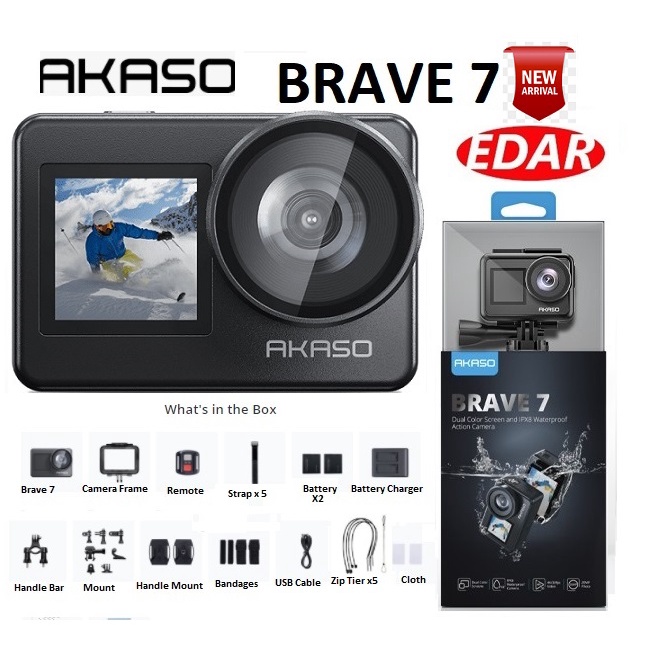 Akaso Brave 7 V2.0 4K30fps 20MP WiFi Action Camera With ElS 2.0 Touch Screen IPX8 Waterproof