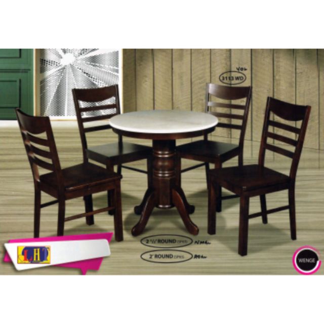 2023 Model 313 Marble Top Dining Set (1+4) 2.6 feet Round | Shopee Malaysia