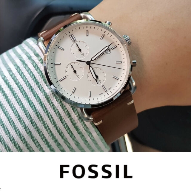 OFFICIAL WARRANTY Fossil Men s FS5402 The Commuter Chronograph Brown Leather Watch Shopee Malaysia