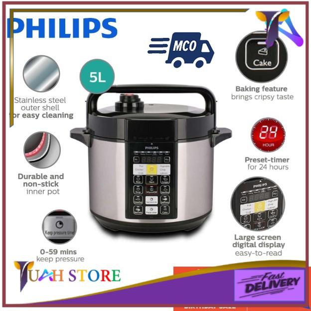 Philips Electric Pressure Cooker HD2136 HD2136/60 5.0L with Baking