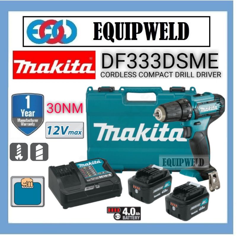 MAKITA 12V DF333DSME CORDLESS 10MM COMPACT DRILL DRIVER 30NM SET