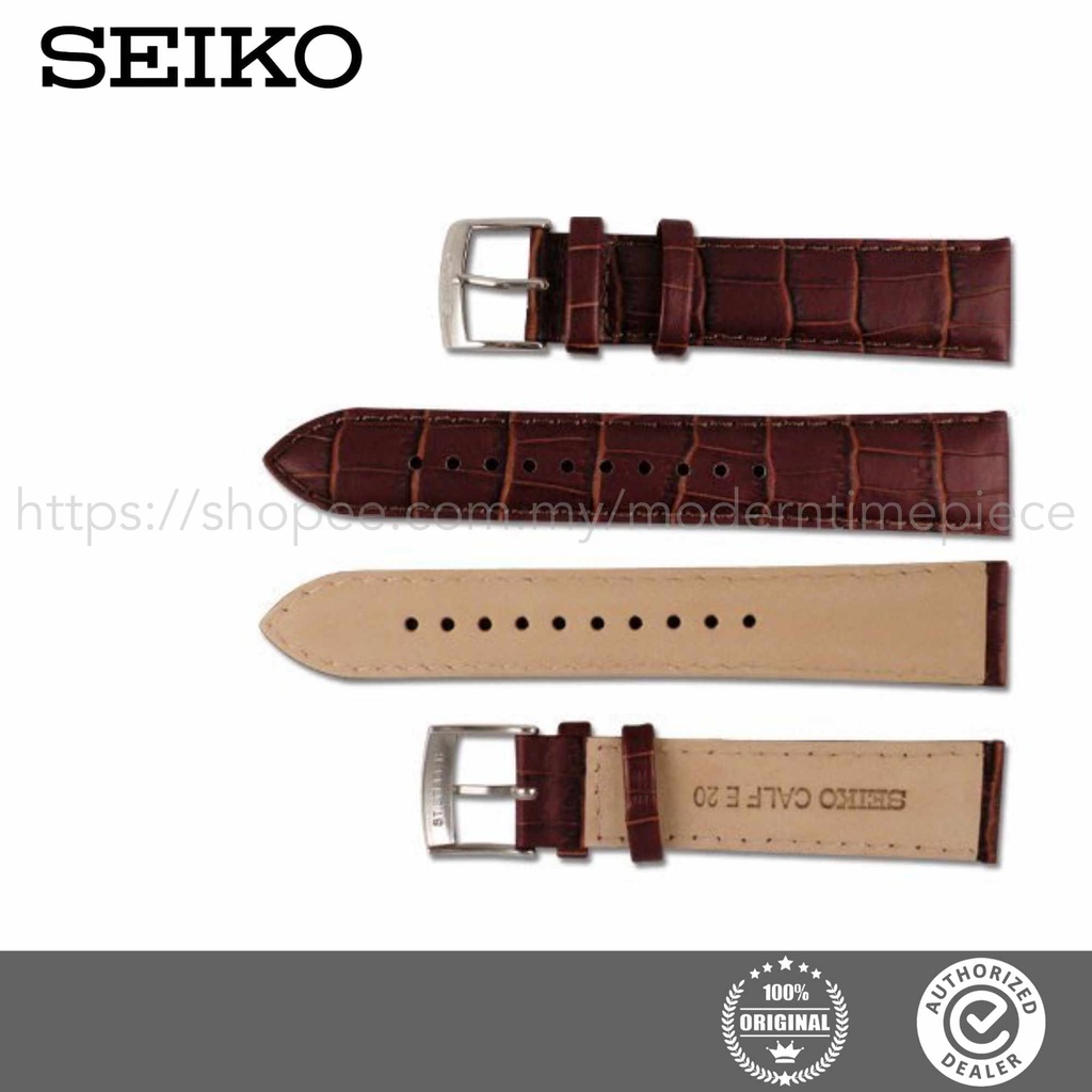 ORIGINAL SEIKO Genuine Calf Leather Strap 20mm 22mm Brown Black Color Tali Kulit SEIKO