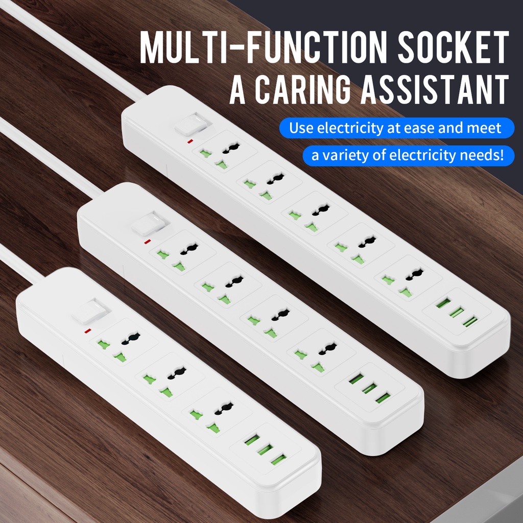Power Socket Extension With USB Ports Power Strip Surge Protector ...