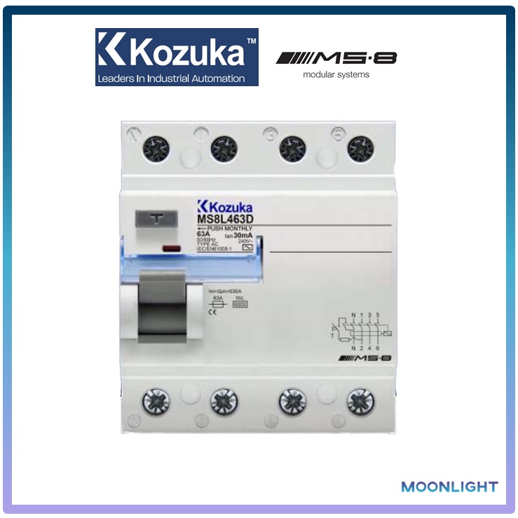 Kozuka MS8 RCCB 4 Pole 40A / 63A (30mA, 100mA, 300mA) | Shopee Malaysia