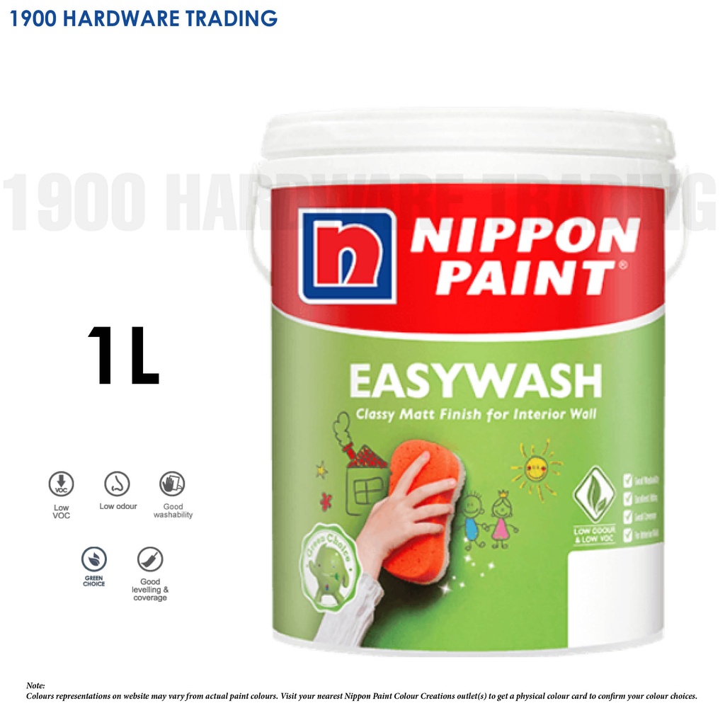 1 Liter NIPPON EasyWash Wall Paint Interior Indoor Wall Paint | Shopee ...
