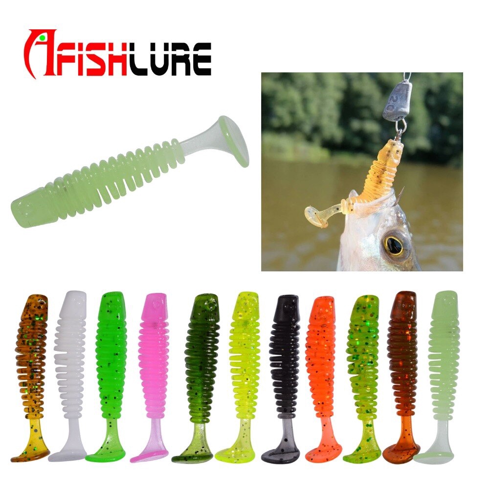 20 Pieces / Lot Afishlure Paddle Tail Soft Bait 38mm 0.85g T Tail Fish  Smell Bar Sea Bait Worm Fishing Plastic AR66