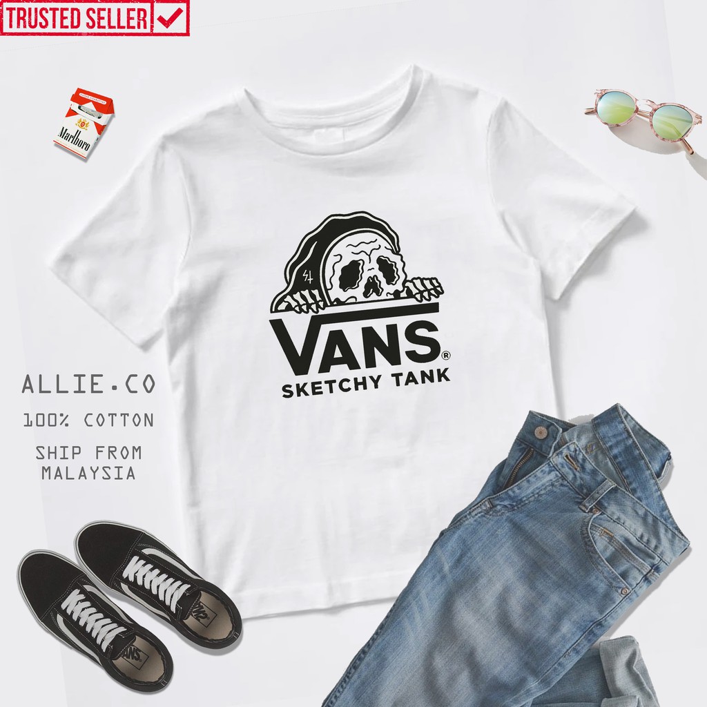 VANS X SKETCHY TANK TSHIRT MEN GIRL 100 COTTON MALAYSIA Shopee Malaysia